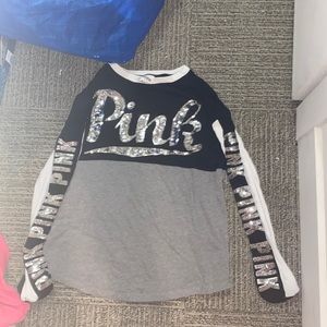 PINK sparkle color block long-sleeve
